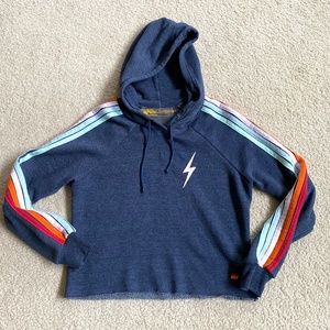 Aviator Nation 5-Stripe Bolt Crop Hoodie